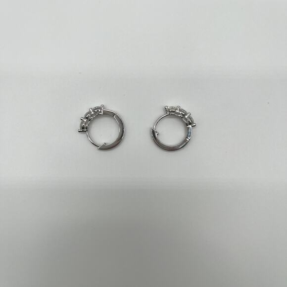 Moissanite Silver Hoop Earrings, 3 Studs 1.8ct NWT, REPORT INCLUDED - Picture 6 of 13
